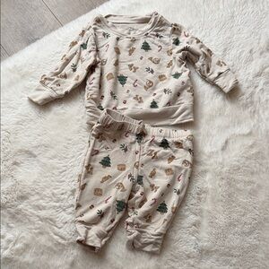 Carter's Beige Holiday Print Kids Pajama Set